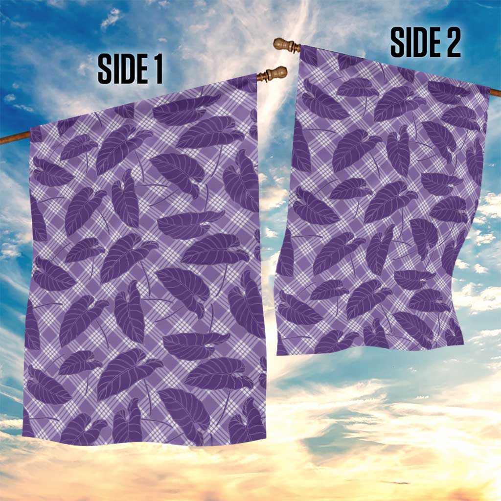 Purple Hawaii Kalo Palaka Motifs Garden Flag Hawaiian Taro Leaves Elegant Vibes LT14 - Polynesian Pride