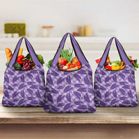 Purple Hawaii Kalo Palaka Motifs Grocery Bag Hawaiian Taro Leaves Elegant Vibes LT14 3-pack One Size Purple - Polynesian Pride