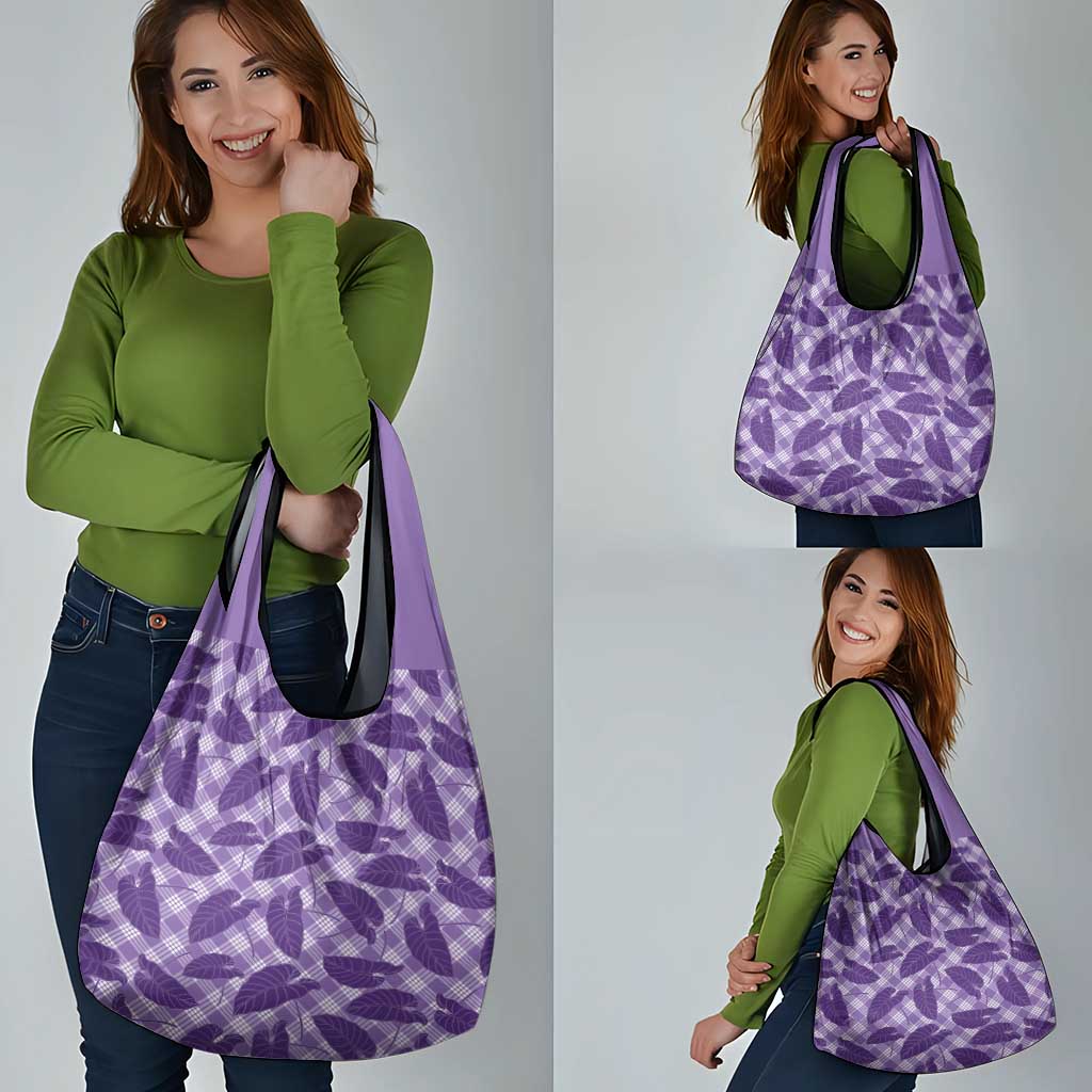 Purple Hawaii Kalo Palaka Motifs Grocery Bag Hawaiian Taro Leaves Elegant Vibes LT14 - Polynesian Pride