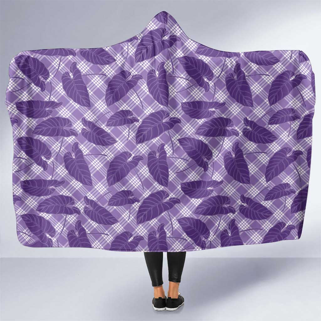 Purple Hawaii Kalo Palaka Motifs Hooded Blanket Hawaiian Taro Leaves Elegant Vibes LT14 One Size Purple - Polynesian Pride