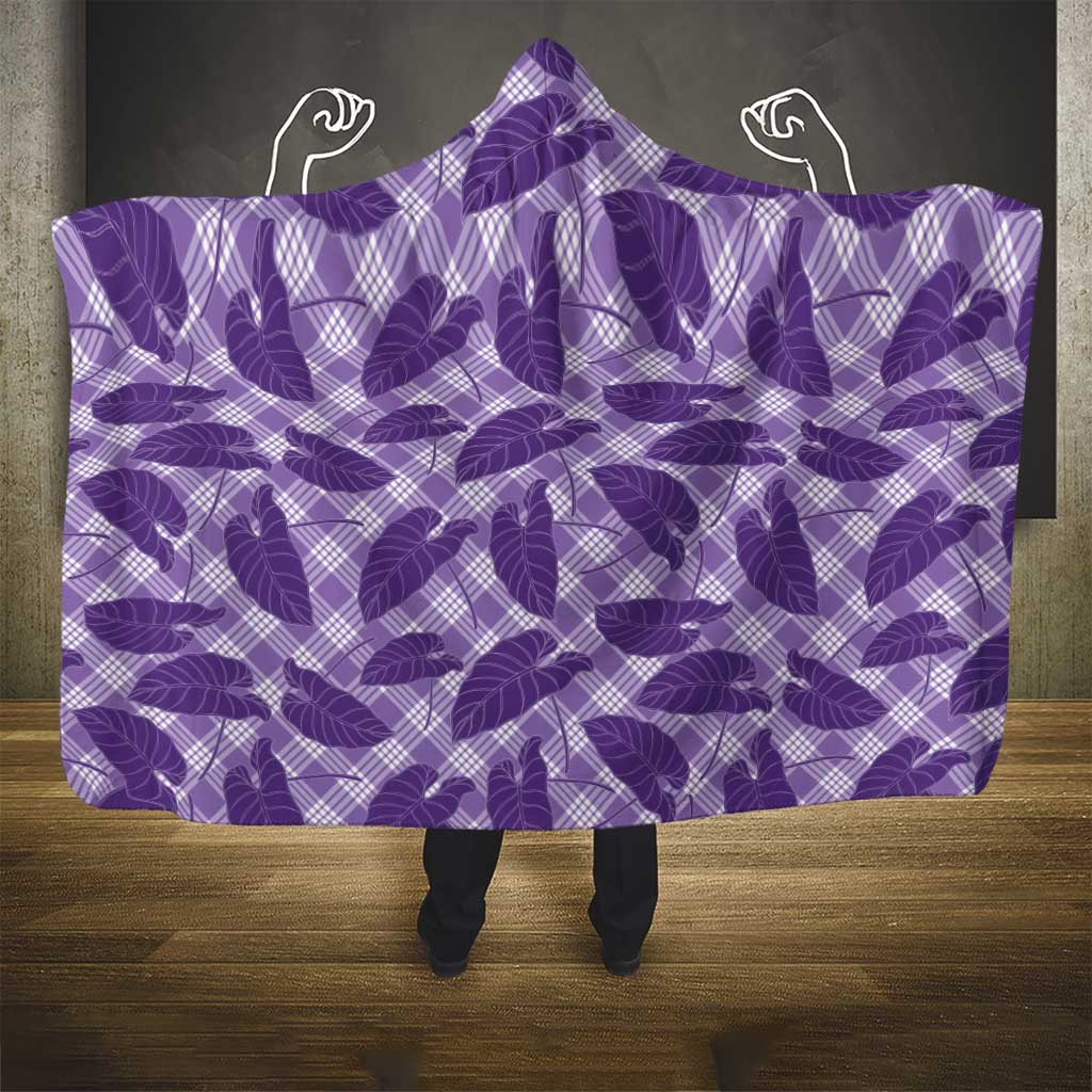 Purple Hawaii Kalo Palaka Motifs Hooded Blanket Hawaiian Taro Leaves Elegant Vibes LT14 - Polynesian Pride