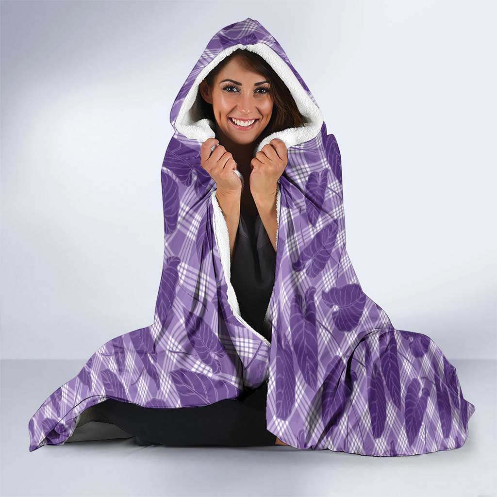 Purple Hawaii Kalo Palaka Motifs Hooded Blanket Hawaiian Taro Leaves Elegant Vibes LT14 - Polynesian Pride