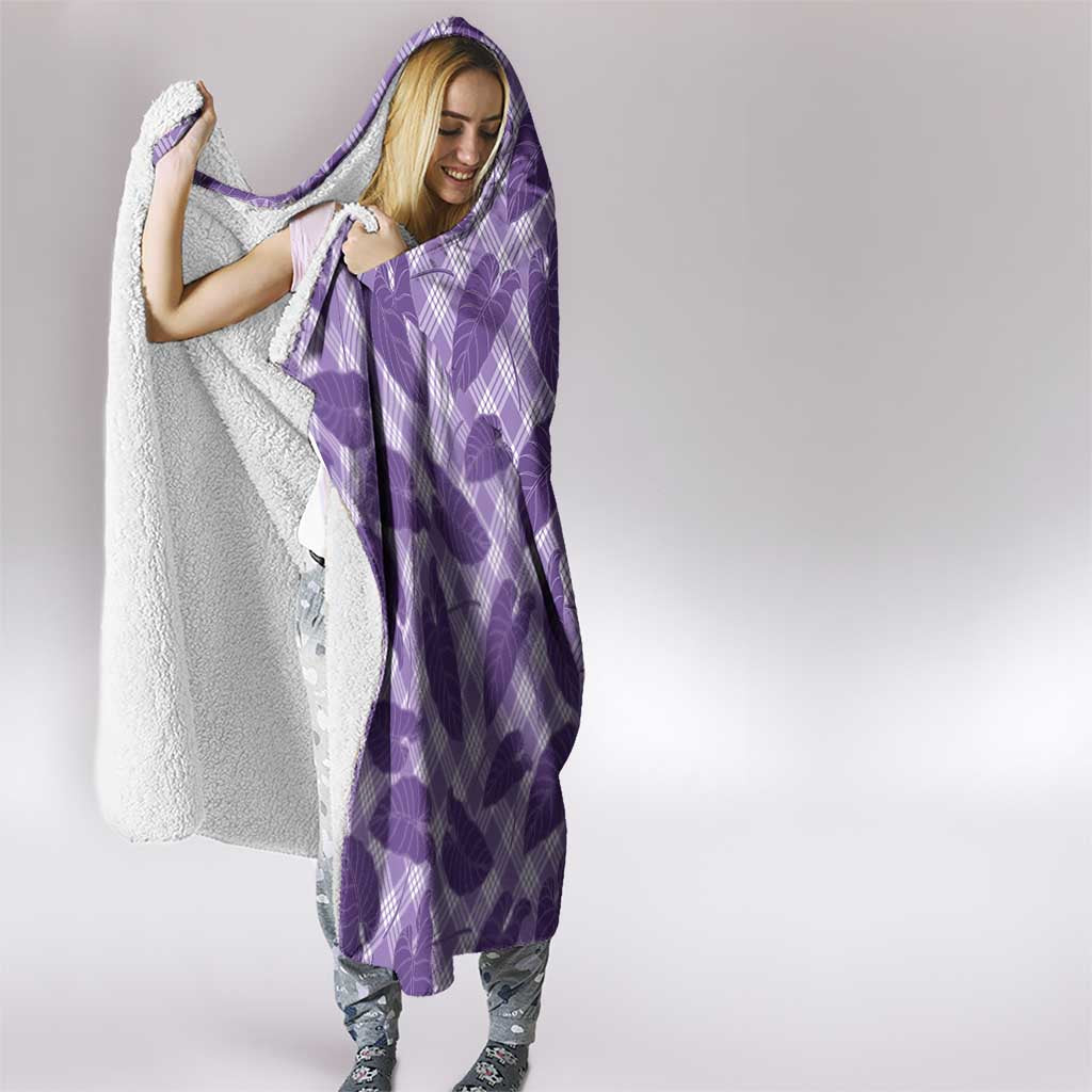 Purple Hawaii Kalo Palaka Motifs Hooded Blanket Hawaiian Taro Leaves Elegant Vibes LT14 - Polynesian Pride