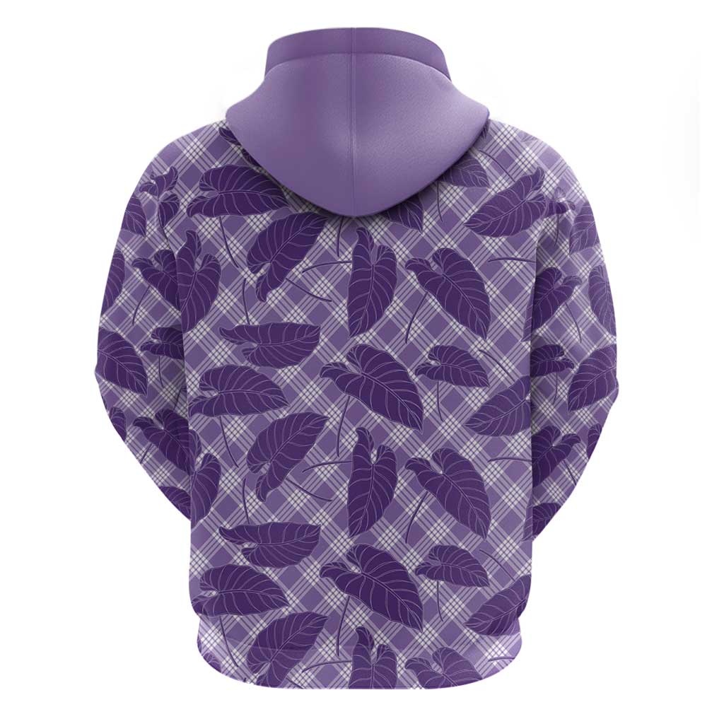 Purple Hawaii Kalo Palaka Motifs Hoodie Hawaiian Taro Leaves Elegant Vibes LT14 - Polynesian Pride