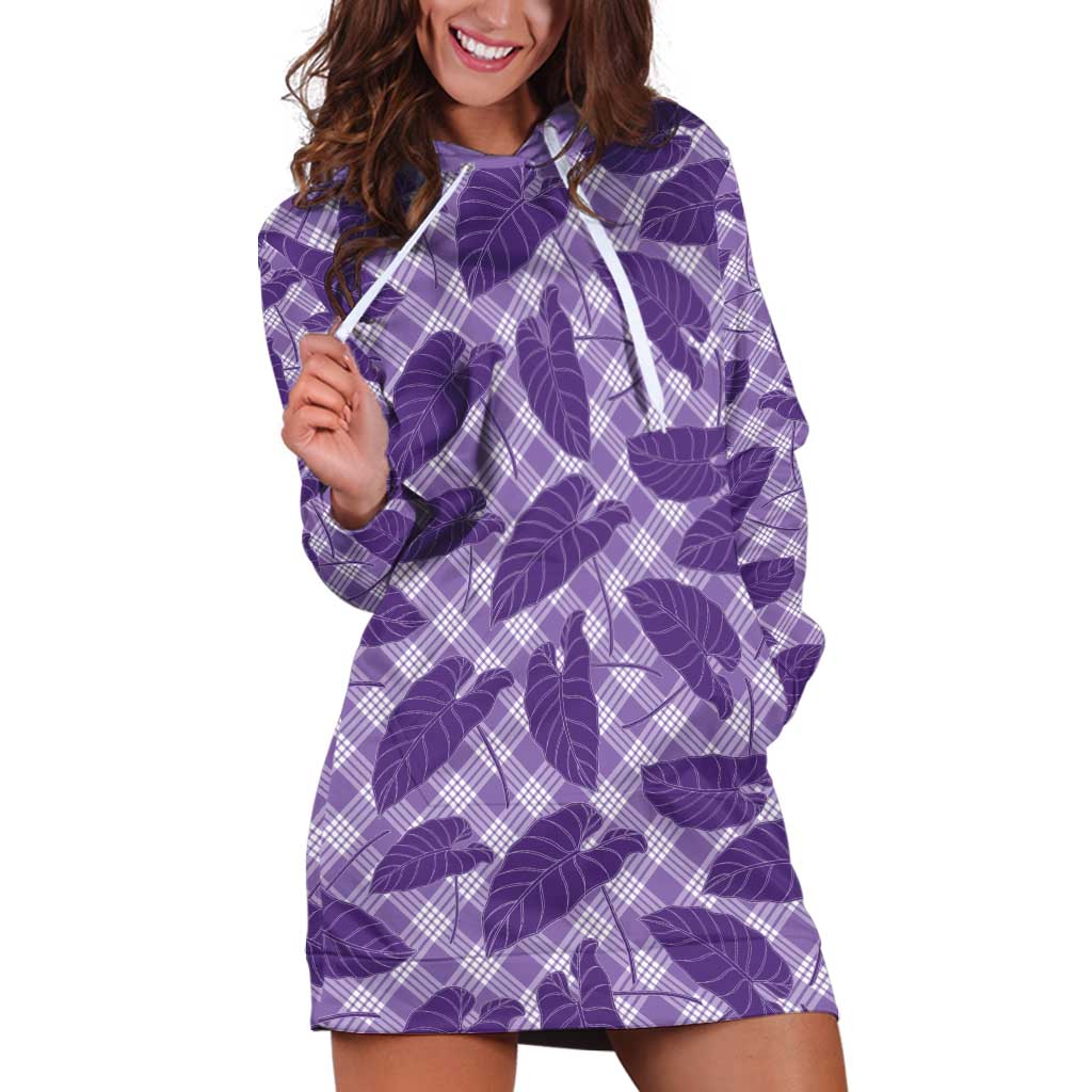 Purple Hawaii Kalo Palaka Motifs Hoodie Dress Hawaiian Taro Leaves Elegant Vibes LT14 Purple - Polynesian Pride