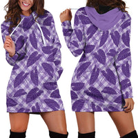 Purple Hawaii Kalo Palaka Motifs Hoodie Dress Hawaiian Taro Leaves Elegant Vibes LT14 - Polynesian Pride