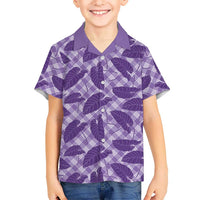 Purple Hawaii Kalo Palaka Motifs Kid Hawaiian Shirt Hawaiian Taro Leaves Elegant Vibes LT14 Kid Purple - Polynesian Pride