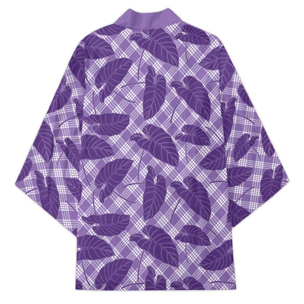 Purple Hawaii Kalo Palaka Motifs Kimono Hawaiian Taro Leaves Elegant Vibes LT14 - Polynesian Pride