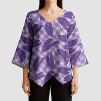 Purple Hawaii Kalo Palaka Motifs Kimono Sleeve Blouse Hawaiian Taro Leaves Elegant Vibes LT14 - Polynesian Pride