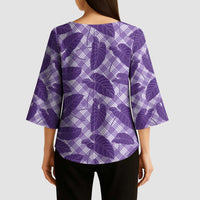 Purple Hawaii Kalo Palaka Motifs Kimono Sleeve Blouse Hawaiian Taro Leaves Elegant Vibes LT14 - Polynesian Pride