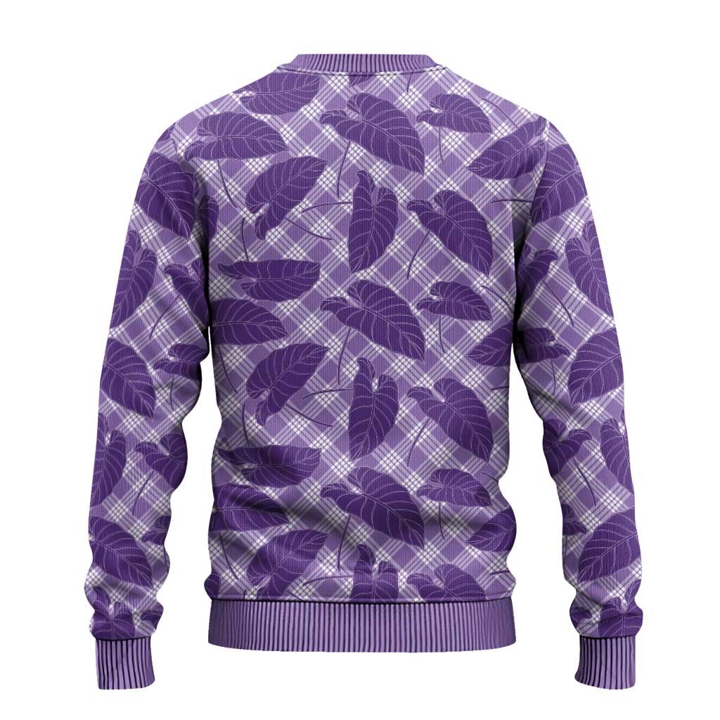 Purple Hawaii Kalo Palaka Motifs Ugly Christmas Sweater Hawaiian Taro Leaves Elegant Vibes LT14 - Polynesian Pride
