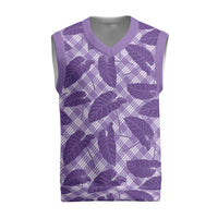 Purple Hawaii Kalo Palaka Motifs Christmas Knitted V-Neck Vest Hawaiian Taro Leaves Elegant Vibes LT14 Purple - Polynesian Pride