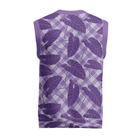 Purple Hawaii Kalo Palaka Motifs Christmas Knitted V-Neck Vest Hawaiian Taro Leaves Elegant Vibes LT14 - Polynesian Pride