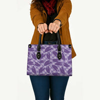 Purple Hawaii Kalo Palaka Motifs Leather Bag Hawaiian Taro Leaves Elegant Vibes LT14 - Polynesian Pride