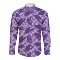 Purple Hawaii Kalo Palaka Motifs Long Sleeve Button Shirt Hawaiian Taro Leaves Elegant Vibes LT14 Unisex Purple - Polynesian Pride