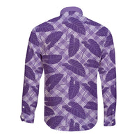 Purple Hawaii Kalo Palaka Motifs Long Sleeve Button Shirt Hawaiian Taro Leaves Elegant Vibes LT14 - Polynesian Pride