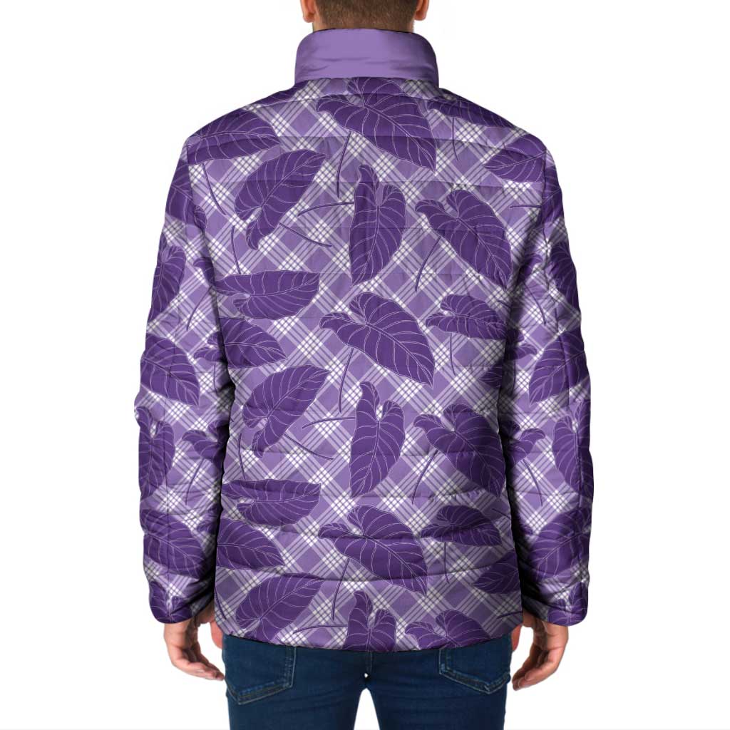 Purple Hawaii Kalo Palaka Motifs Padded Jacket Hawaiian Taro Leaves Elegant Vibes LT14 - Polynesian Pride