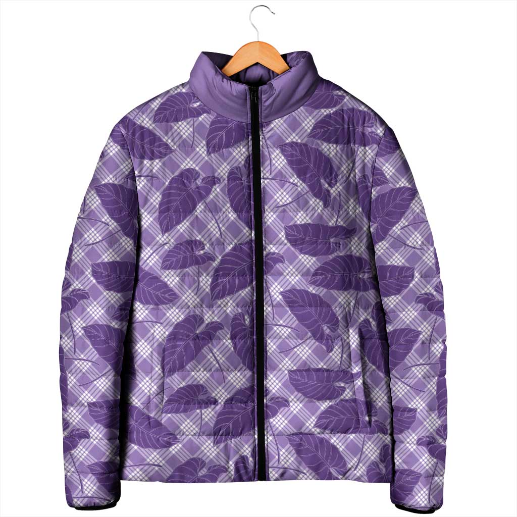 Purple Hawaii Kalo Palaka Motifs Padded Jacket Hawaiian Taro Leaves Elegant Vibes LT14 - Polynesian Pride