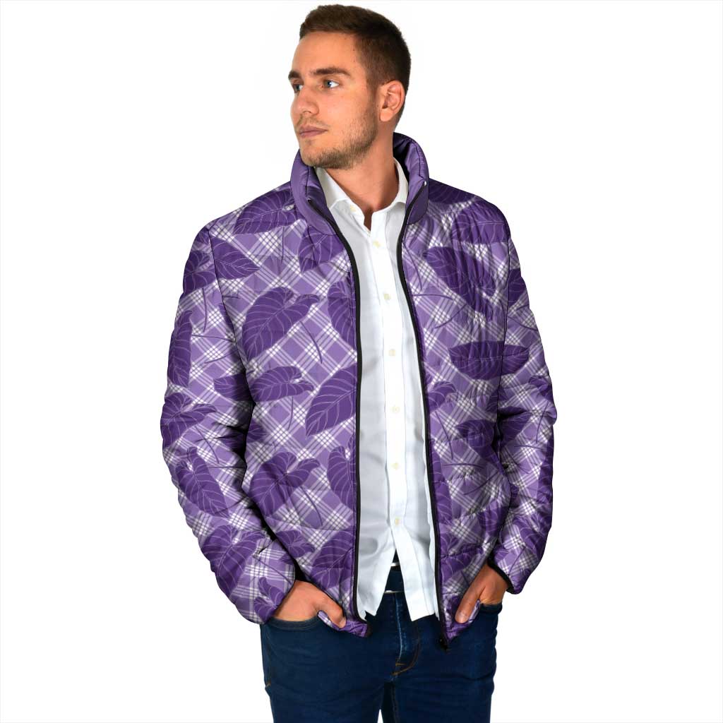 Purple Hawaii Kalo Palaka Motifs Padded Jacket Hawaiian Taro Leaves Elegant Vibes LT14 - Polynesian Pride