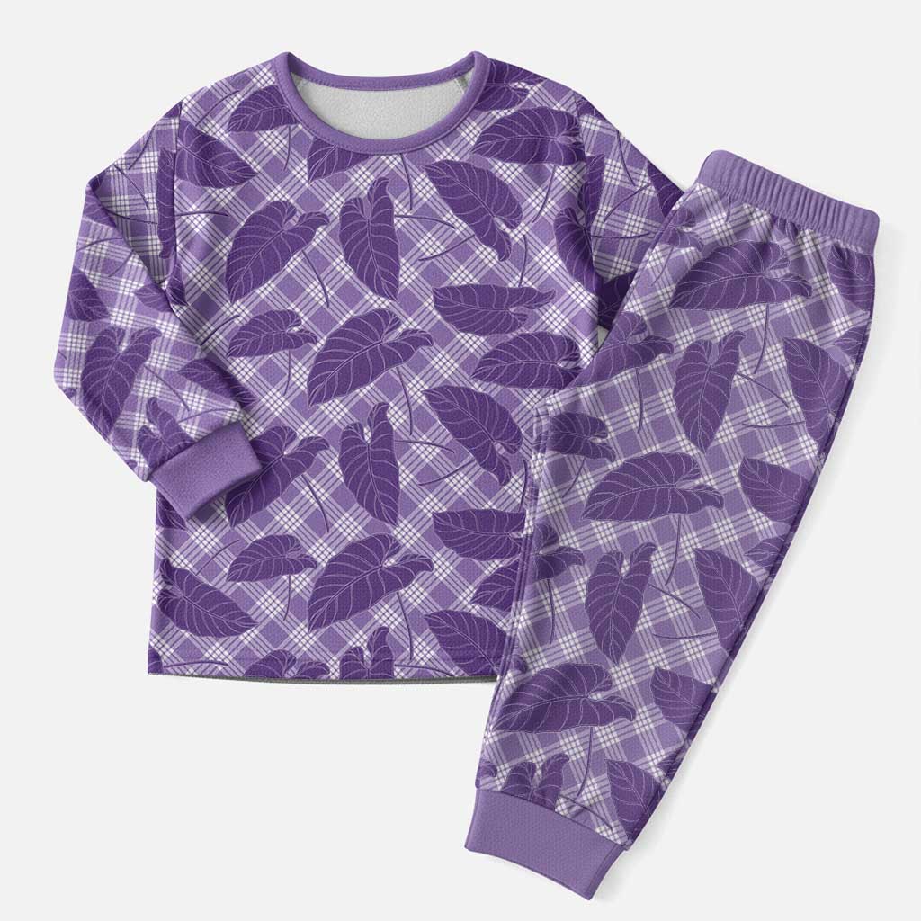 Purple Hawaii Kalo Palaka Motifs Christmas Pajama Set Hawaiian Taro Leaves Elegant Vibes LT14 Men Purple - Polynesian Pride