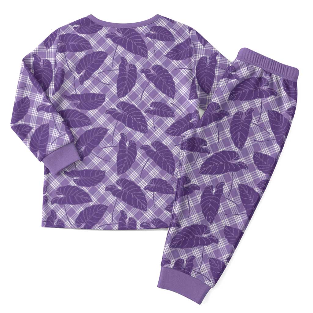 Purple Hawaii Kalo Palaka Motifs Christmas Pajama Set Hawaiian Taro Leaves Elegant Vibes LT14 - Polynesian Pride