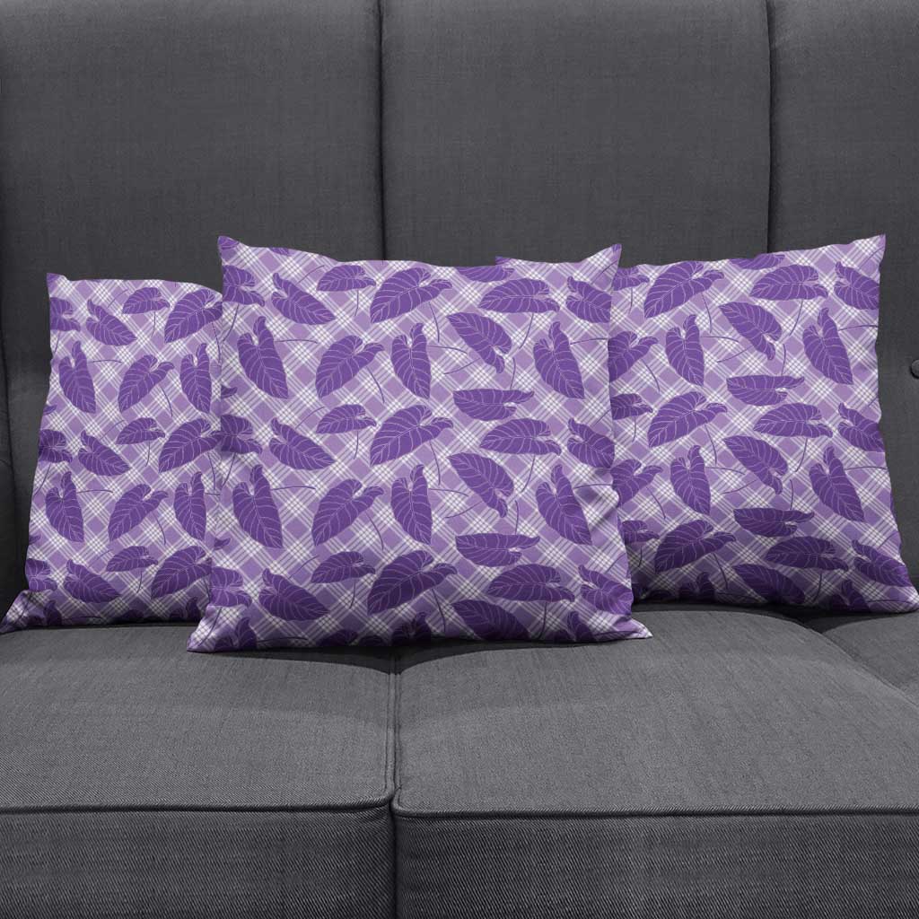 Purple Hawaii Kalo Palaka Motifs Pillow Cover Hawaiian Taro Leaves Elegant Vibes LT14 - Polynesian Pride