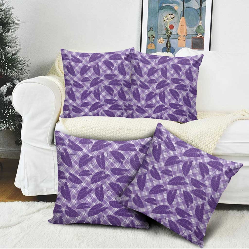 Purple Hawaii Kalo Palaka Motifs Pillow Cover Hawaiian Taro Leaves Elegant Vibes LT14 - Polynesian Pride