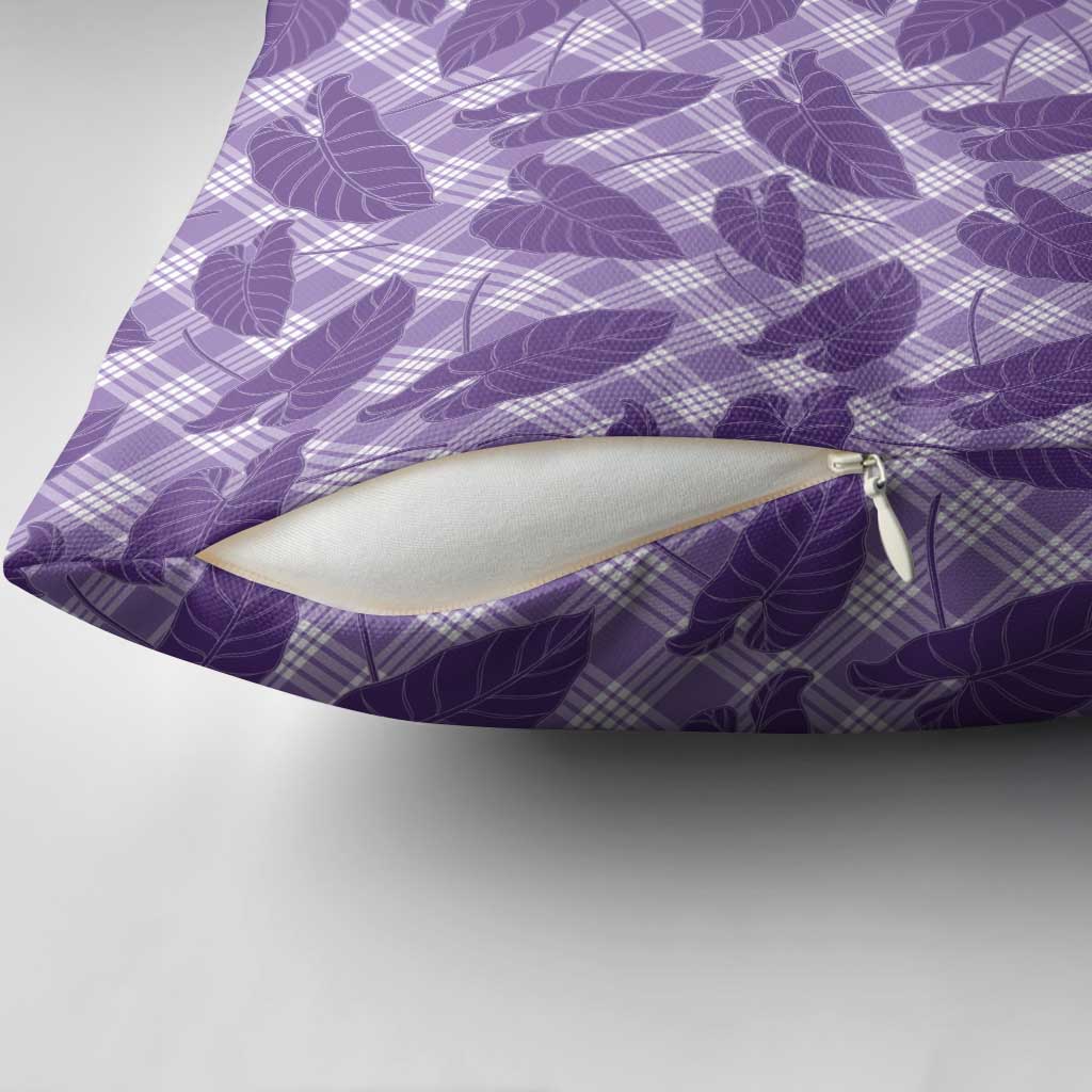 Purple Hawaii Kalo Palaka Motifs Pillow Cover Hawaiian Taro Leaves Elegant Vibes LT14 - Polynesian Pride