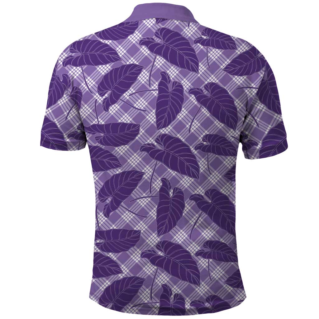Purple Hawaii Kalo Palaka Motifs Polo Shirt Hawaiian Taro Leaves Elegant Vibes LT14 - Polynesian Pride