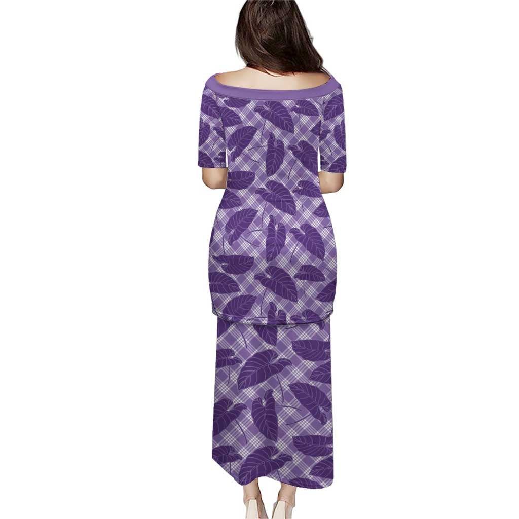 Purple Hawaii Kalo Palaka Motifs Puletasi Hawaiian Taro Leaves Elegant Vibes LT14 - Polynesian Pride