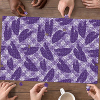 Purple Hawaii Kalo Palaka Motifs Puzzle Hawaiian Taro Leaves Elegant Vibes LT14 - Polynesian Pride