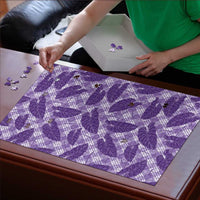 Purple Hawaii Kalo Palaka Motifs Puzzle Hawaiian Taro Leaves Elegant Vibes LT14 - Polynesian Pride