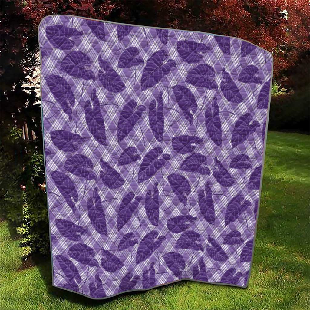 Purple Hawaii Kalo Palaka Motifs Quilt Hawaiian Taro Leaves Elegant Vibes LT14 - Polynesian Pride