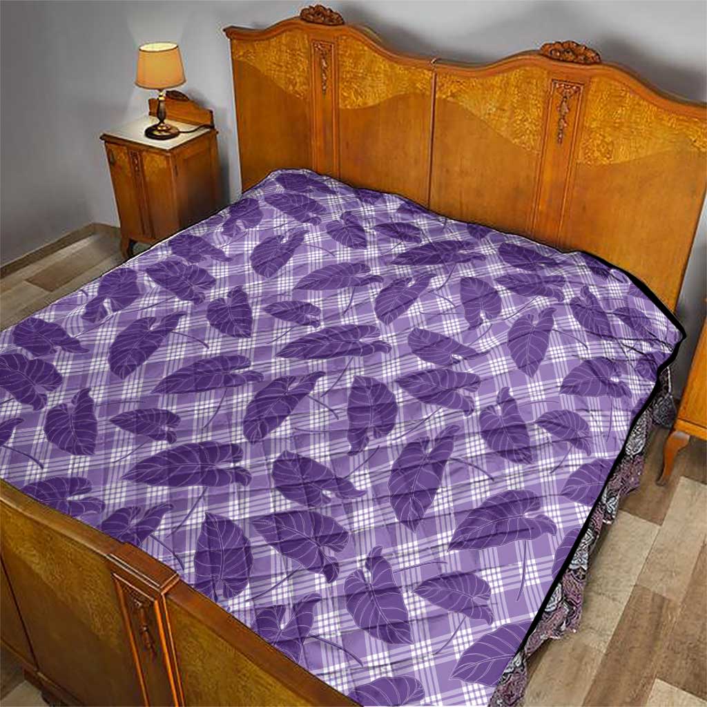 Purple Hawaii Kalo Palaka Motifs Quilt Hawaiian Taro Leaves Elegant Vibes LT14 - Polynesian Pride