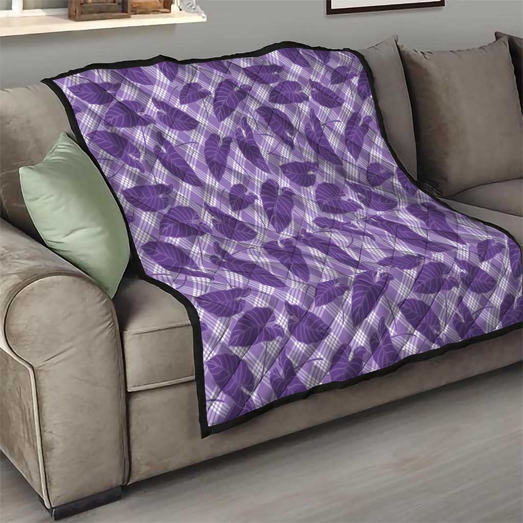 Purple Hawaii Kalo Palaka Motifs Quilt Hawaiian Taro Leaves Elegant Vibes LT14 - Polynesian Pride