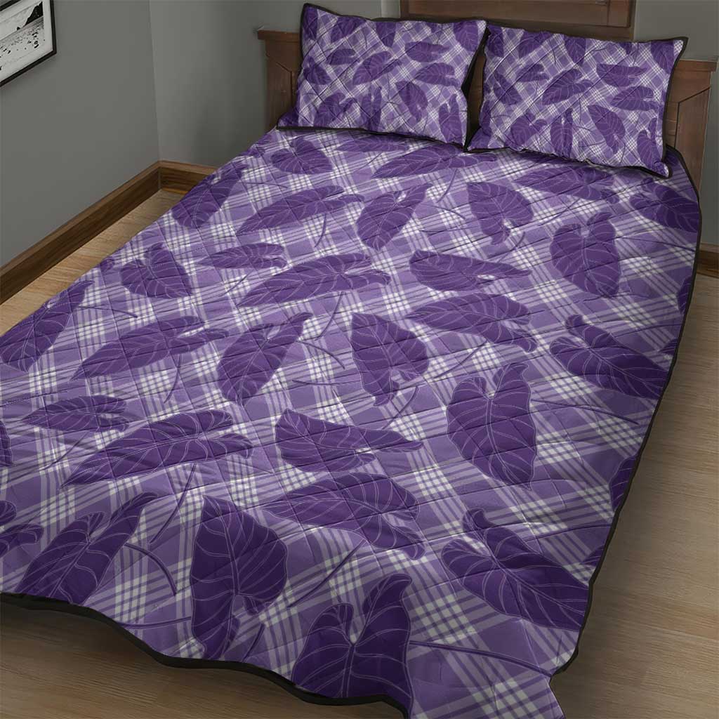 Purple Hawaii Kalo Palaka Motifs Quilt Bed Set Hawaiian Taro Leaves Elegant Vibes LT14 - Polynesian Pride