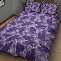 Purple Hawaii Kalo Palaka Motifs Quilt Bed Set Hawaiian Taro Leaves Elegant Vibes LT14 - Polynesian Pride