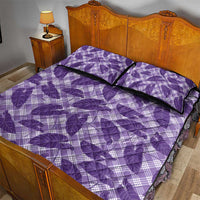 Purple Hawaii Kalo Palaka Motifs Quilt Bed Set Hawaiian Taro Leaves Elegant Vibes LT14 - Polynesian Pride