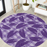 Purple Hawaii Kalo Palaka Motifs Round Carpet Hawaiian Taro Leaves Elegant Vibes LT14 Purple - Polynesian Pride