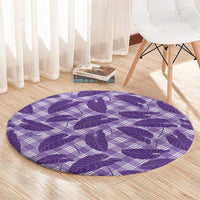 Purple Hawaii Kalo Palaka Motifs Round Carpet Hawaiian Taro Leaves Elegant Vibes LT14 - Polynesian Pride