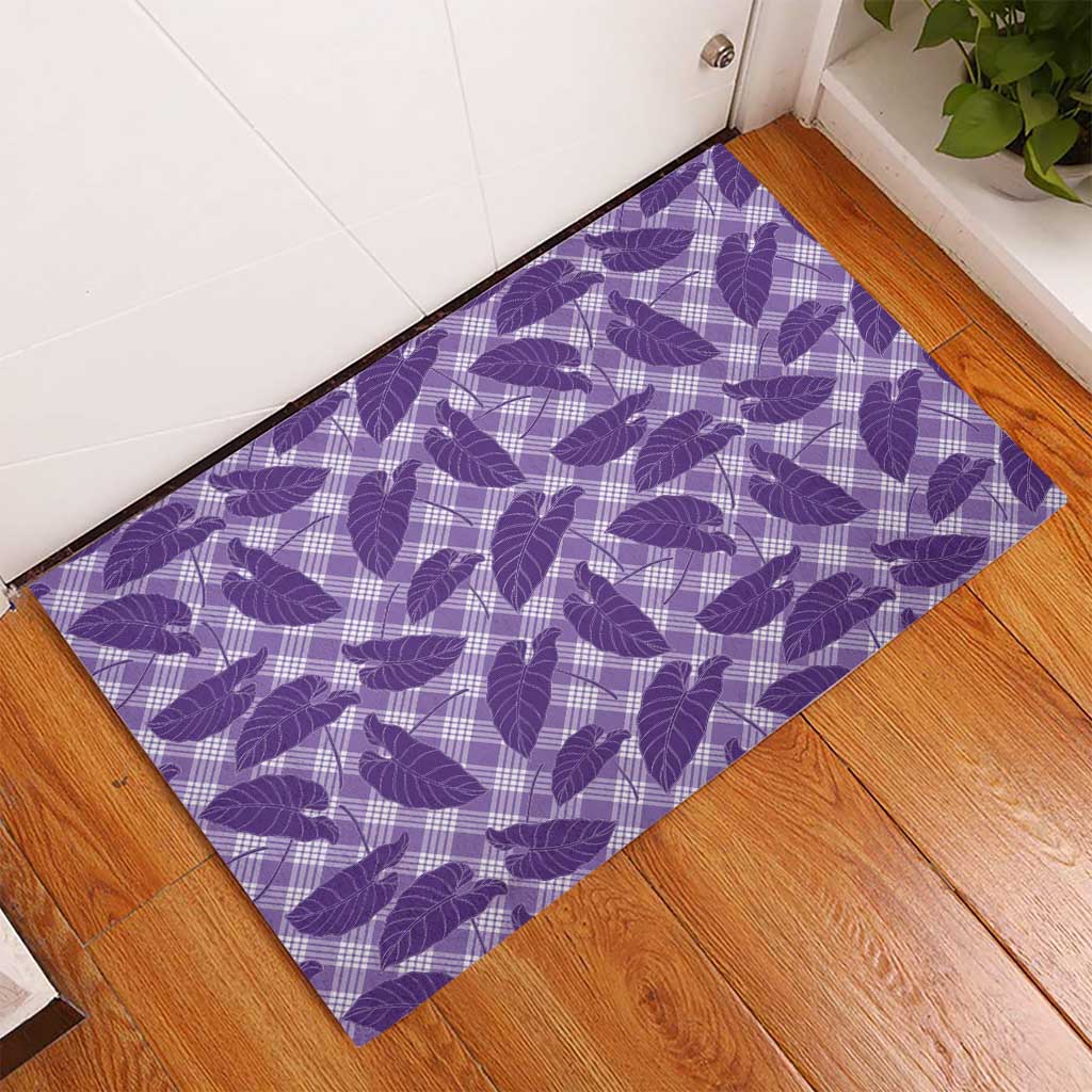Purple Hawaii Kalo Palaka Motifs Rubber Doormat Hawaiian Taro Leaves Elegant Vibes LT14 - Polynesian Pride