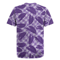 Purple Hawaii Kalo Palaka Motifs Rugby Jersey Hawaiian Taro Leaves Elegant Vibes LT14 - Polynesian Pride