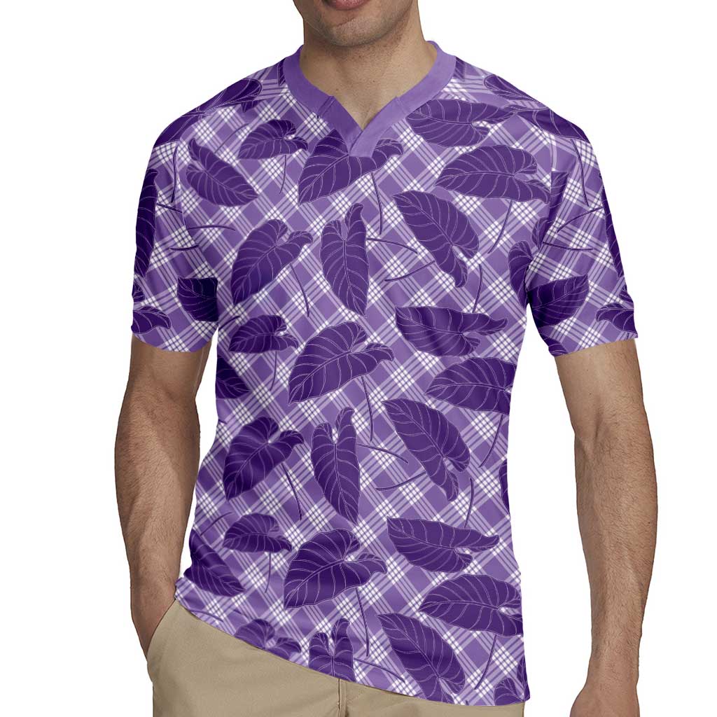 Purple Hawaii Kalo Palaka Motifs Rugby Jersey Hawaiian Taro Leaves Elegant Vibes LT14 - Polynesian Pride