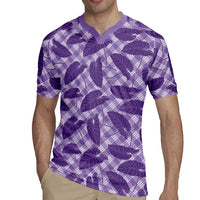 Purple Hawaii Kalo Palaka Motifs Rugby Jersey Hawaiian Taro Leaves Elegant Vibes LT14 - Polynesian Pride