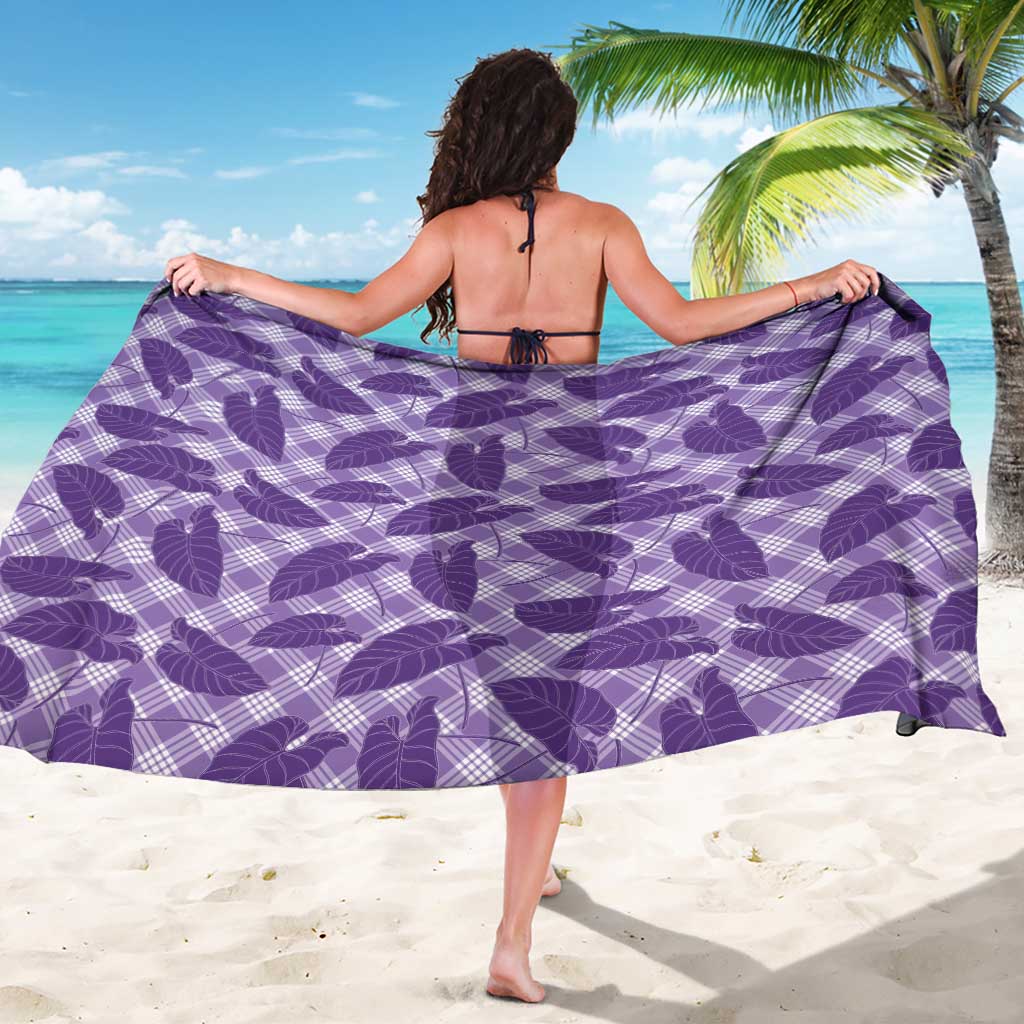 Purple Hawaii Kalo Palaka Motifs Sarong Hawaiian Taro Leaves Elegant Vibes LT14 - Polynesian Pride