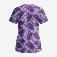 Purple Hawaii Kalo Palaka Motifs Scrub Top Hawaiian Taro Leaves Elegant Vibes LT14 - Polynesian Pride