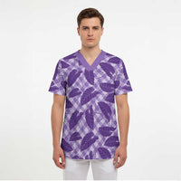 Purple Hawaii Kalo Palaka Motifs Scrub Top Hawaiian Taro Leaves Elegant Vibes LT14 - Polynesian Pride