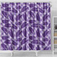 Purple Hawaii Kalo Palaka Motifs Shower Curtain Hawaiian Taro Leaves Elegant Vibes LT14 - Polynesian Pride