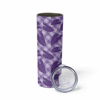 Purple Hawaii Kalo Palaka Motifs Skinny Tumbler Hawaiian Taro Leaves Elegant Vibes LT14 - Polynesian Pride