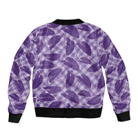 Purple Hawaii Kalo Palaka Motifs Sleeve Zip Bomber Jacket Hawaiian Taro Leaves Elegant Vibes LT14 - Polynesian Pride